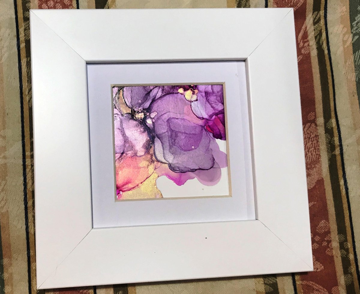Black Orchid III Mini Framed Ink Abstract by Maxine Anne Martin