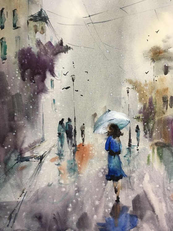 Watercolor “Lady in blue”