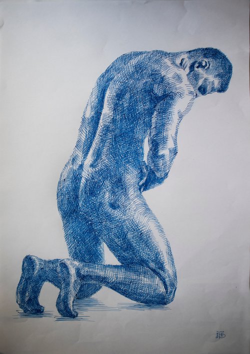 Nude male figure by Kateryna Bortsova