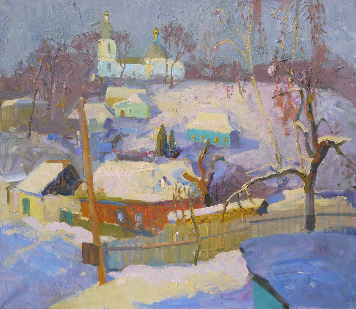 Sedniv. Sunny Day In February By Victor Onyshchenko, 31 X 28, Artwork For Sale On Artfinder