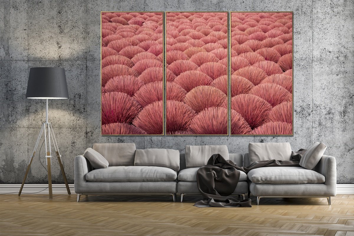 Geometric Abstract Photograph By Serge Horta, 94 X 63", Incense Sticks No.1 Triptych, Original Artwork