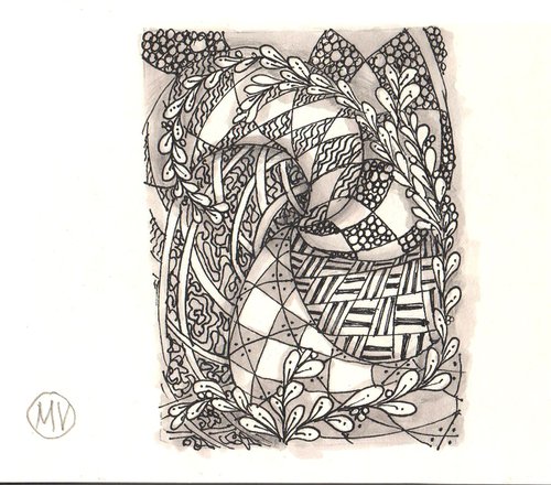 Zentangle #4 grafic artwork. - Original drawing. by Mag Verkhovets