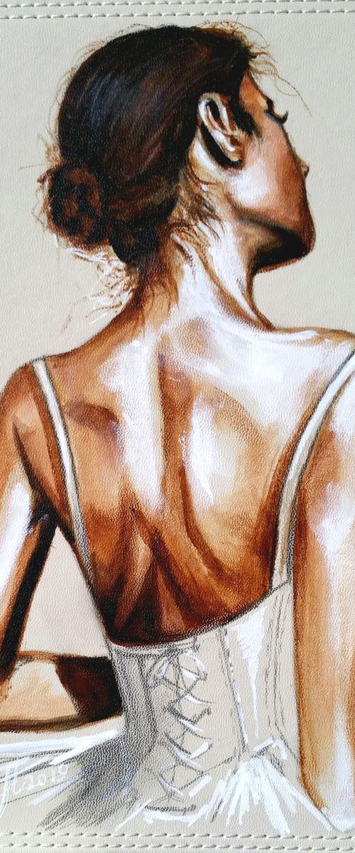 "Ballet  dancer III " Original  acryliic painting on board 22x29x,0.5cm.ready to hang by Elena Kraft