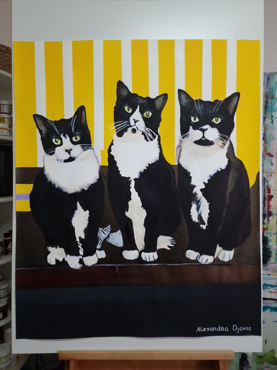 Three cats / 84 x 70 cm