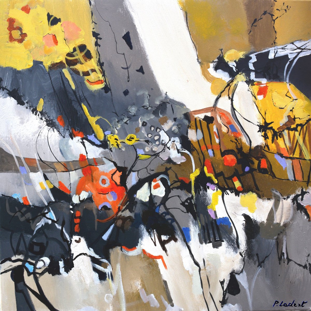 Abstract Oil Painting By Pol Henry Ledent, 24 X 24", Hopes And Wishes, Original Artwork