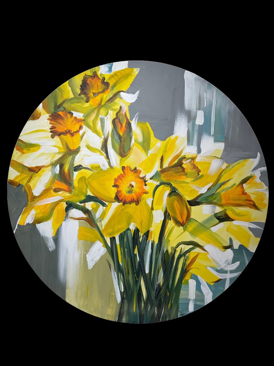 Sunny Daffodils By Olena Hromova, 35 X 35, Artwork For Sale On Artfinder