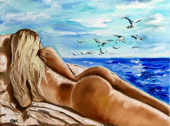 Day in summer. Nude and erotic.