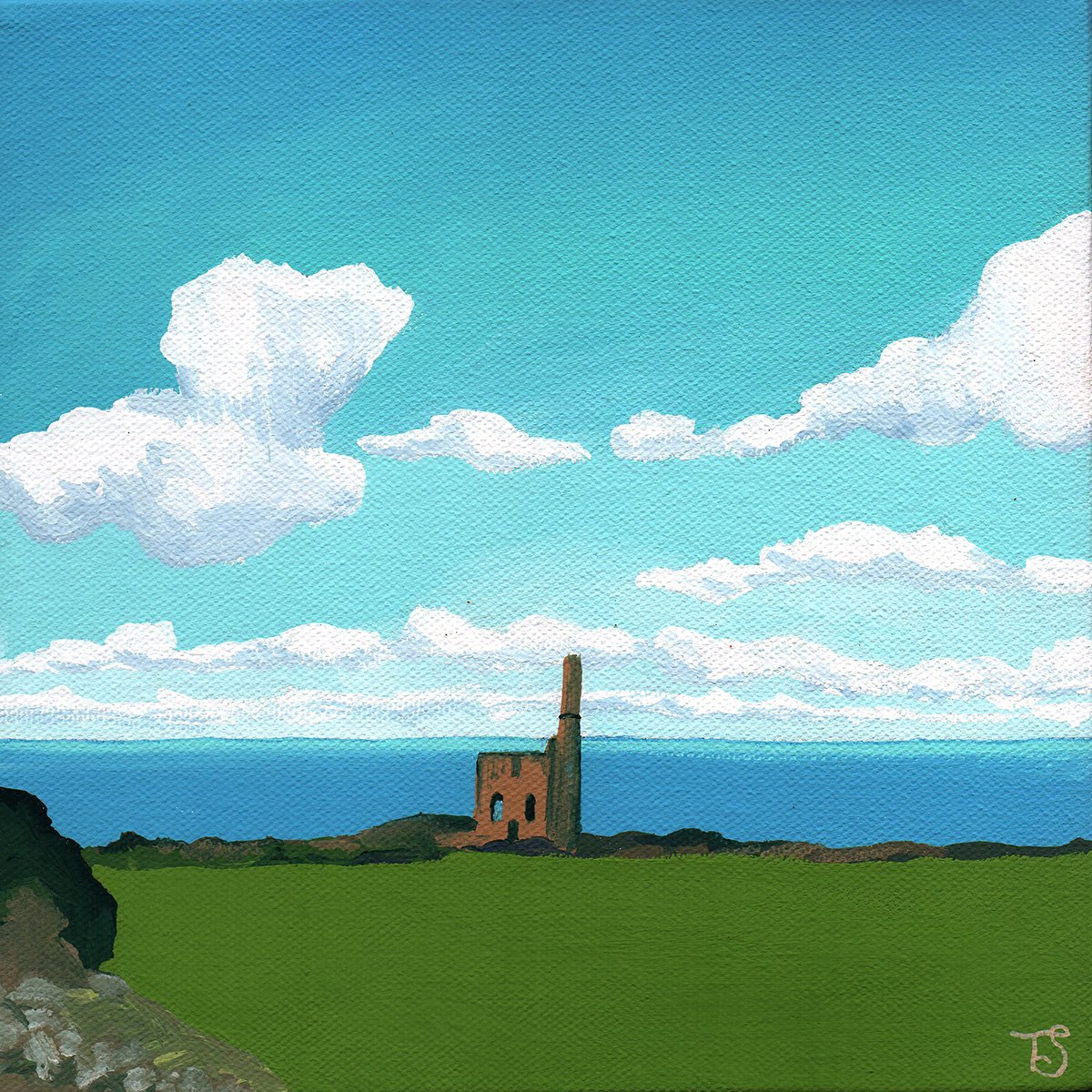 Impressionistic Landscape Acrylic Painting By Theresa Shaw, 8 X 8", Alone, Original Artwork