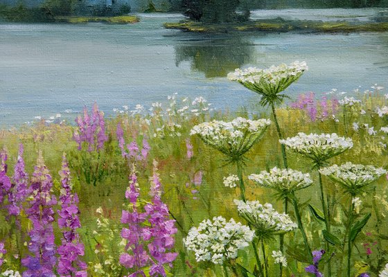 Summer landscape Oil painting