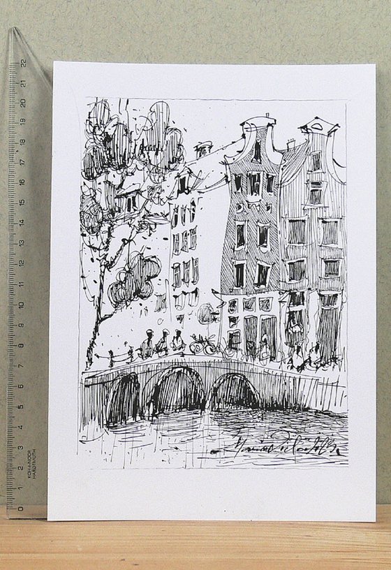 Amsterdam, Urban ink drawing.