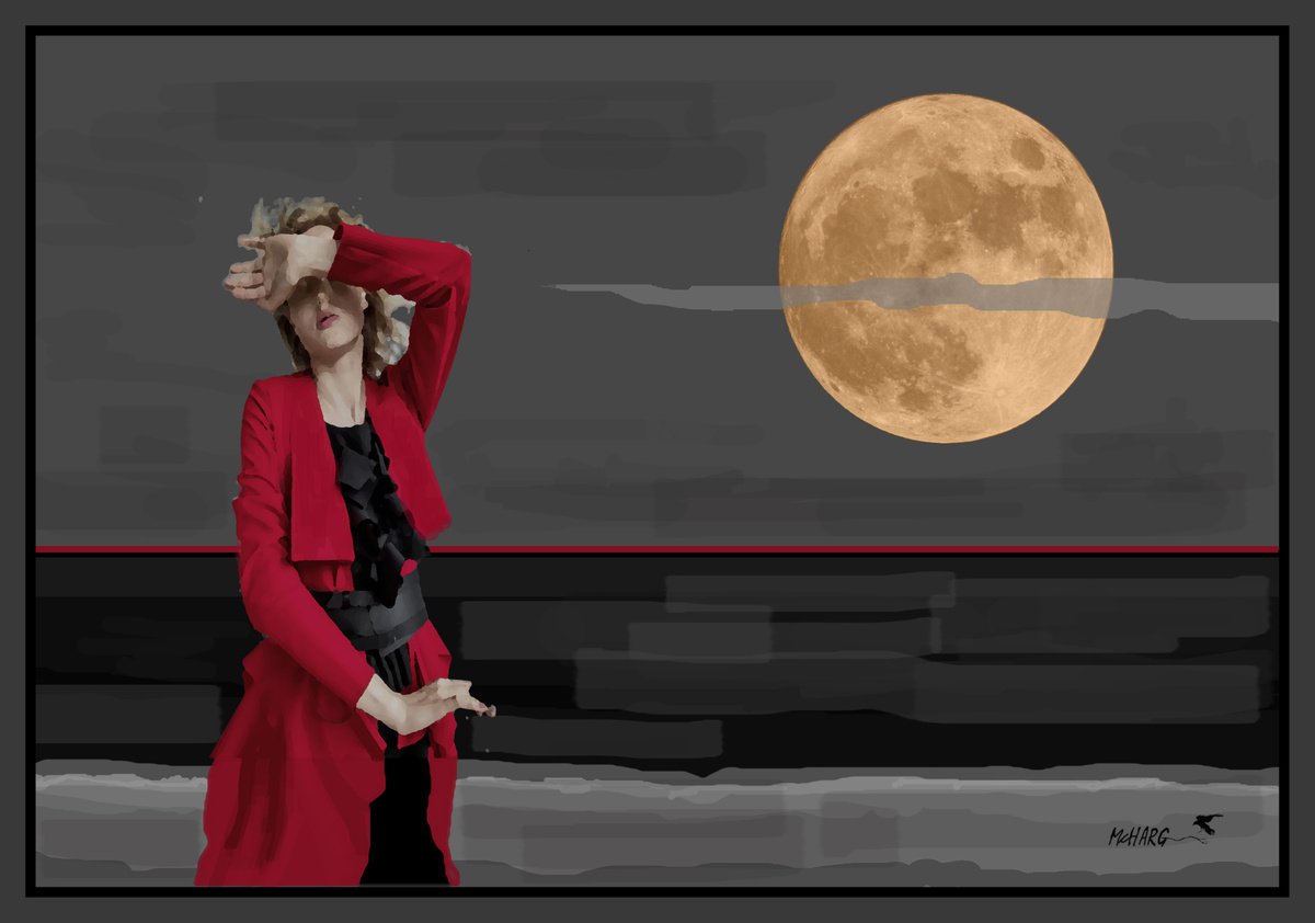 Expressive Portrait Painting By Joe Mcharg, 42 X 30, Fearful, Original Artwork