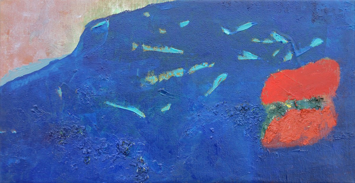 Expressive Abstract Oil Painting By Sergiy Dekalyuk, 20 X 10", The Birth Of Dawn, Original Artwork