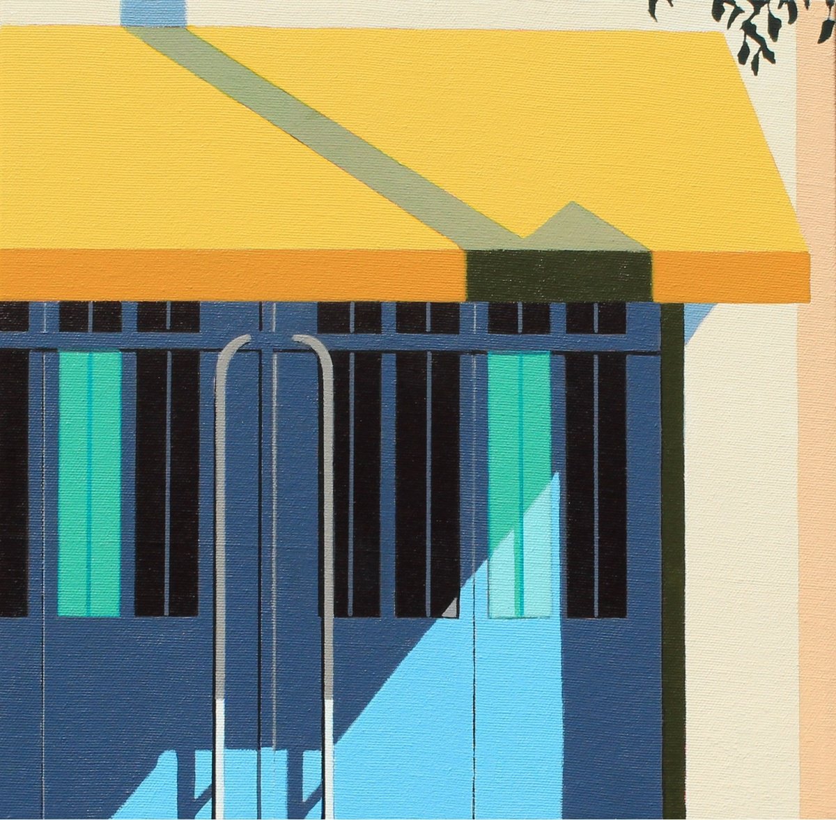 Urban And Pop Cityscapes Acrylic Painting By Gordon Leverton, 13 X 13, Brillar (Shimmer), Original Artwork