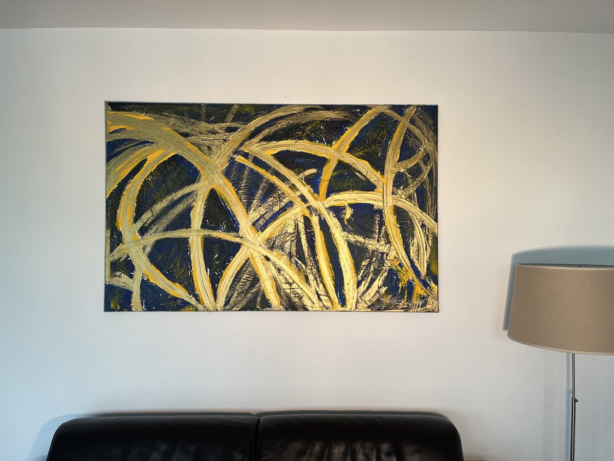 Gold Blue XXL Painting by Exclusive Arts