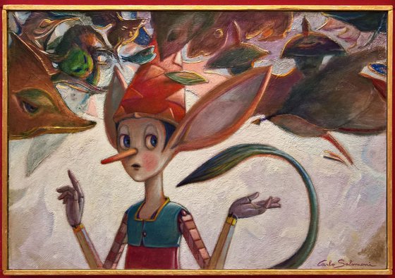 PINOCCHIO BETWEEN GUARDS AND THIEVES - ( Framed )