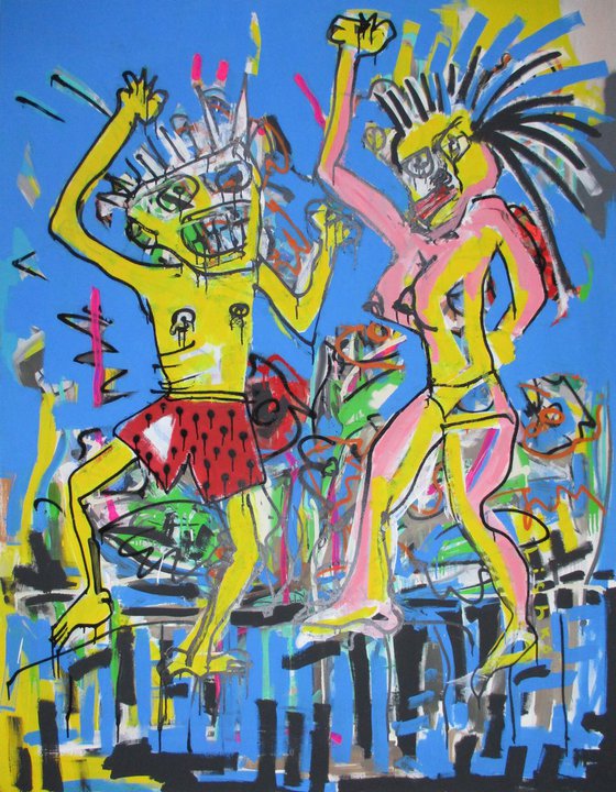 Dancers Large CANVAS 140 X 180 CM / 55,11 X 70,86 INCH ABSTRACT EXPRESSIONISM