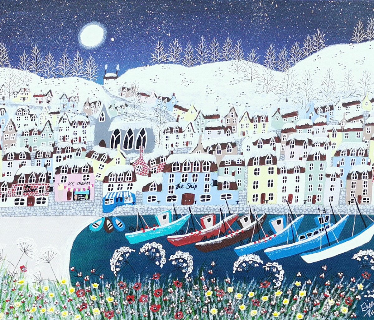 Naive Landscape Acrylic Painting By Elisa Trueman, 20 X 16, Dreams Can Come True, Original Artwork