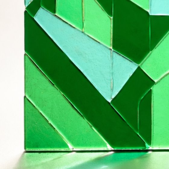 Green Lovers, Fused Glass Portrait