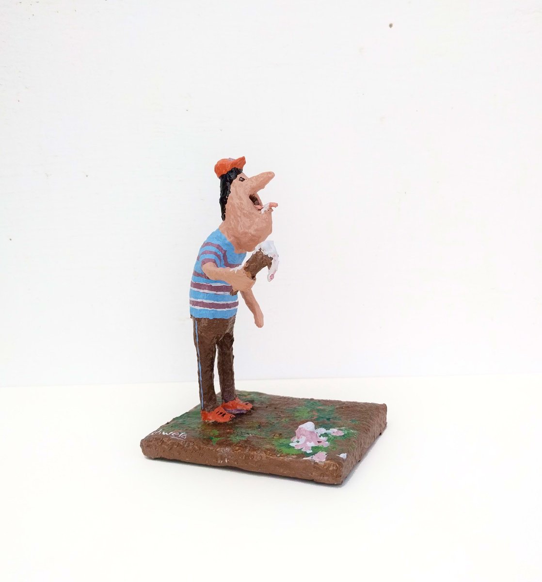 Surrealistic Portrait Sculpture By Shweta Mahajan, 3 X 5", My Icecream, Original Artwork