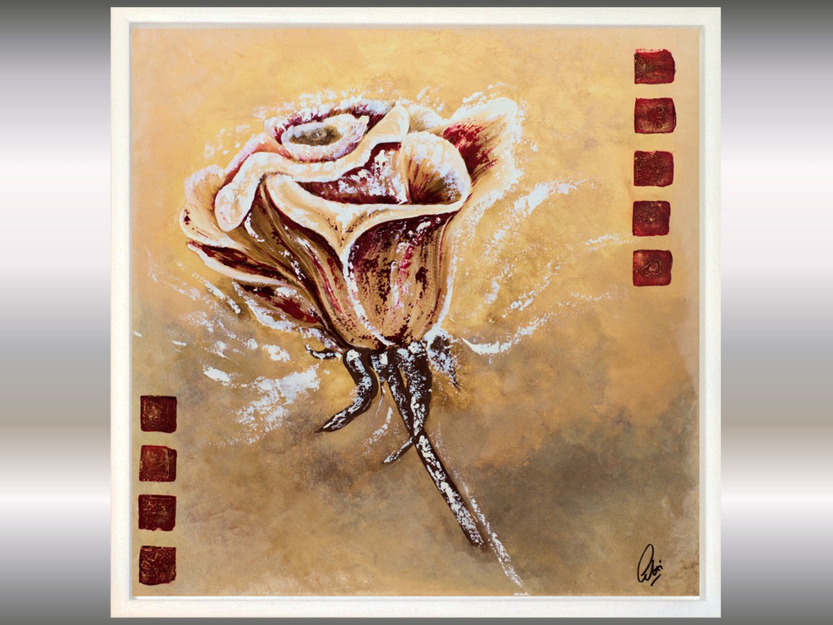 The Rose - Abstract - Framed Acrylic Painting - Canvas Art - Flower painting by Edelgard Schroer