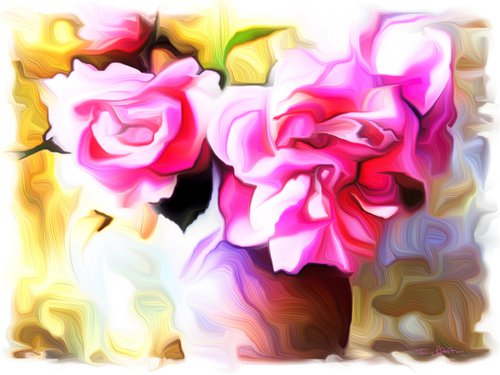 Silk painting: Still life with Rose by Tony Roberts