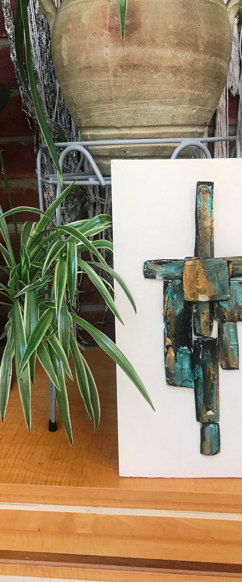 Crucifix Mid Century  Modern Art by Maxine Anne  Martin