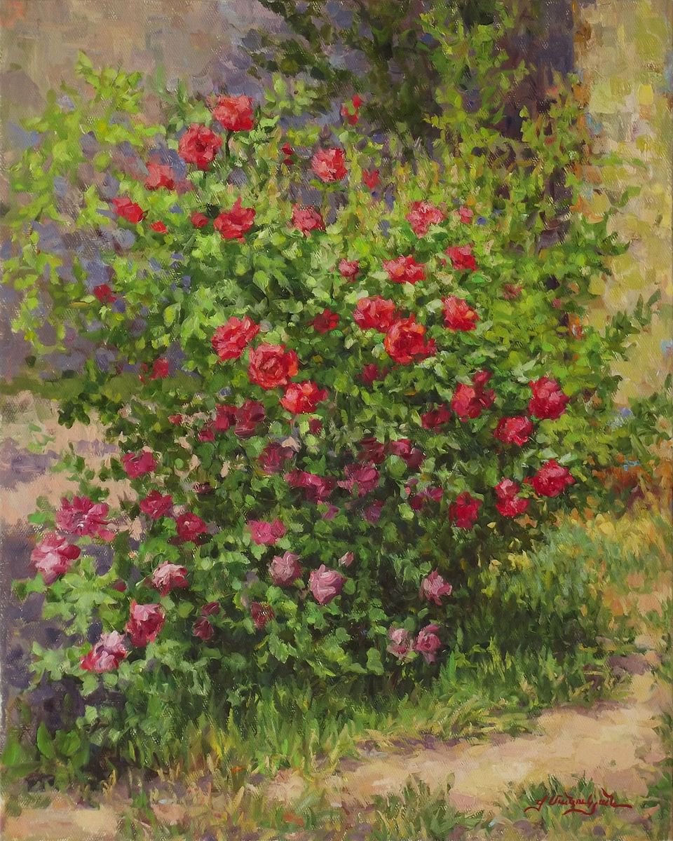 Rose bush Oil painting by Vachagan Manukyan Artfinder