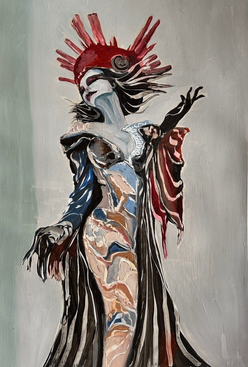 Illustrative Portrait Oil Painting By Lola Jovan, 12 X 18", Misdirection And Invisibility, Original Artwork