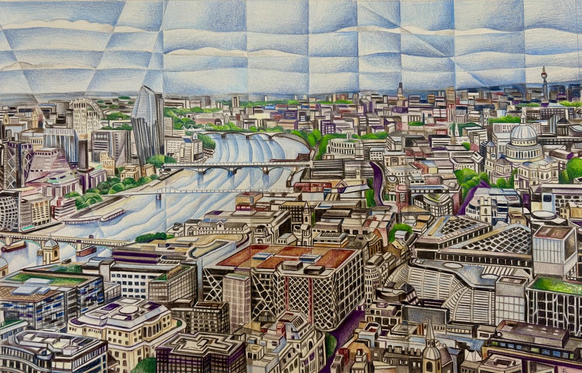 Illustrative Landscape Pencil Drawing By Tiffany Budd, 22 X 17", St Paul