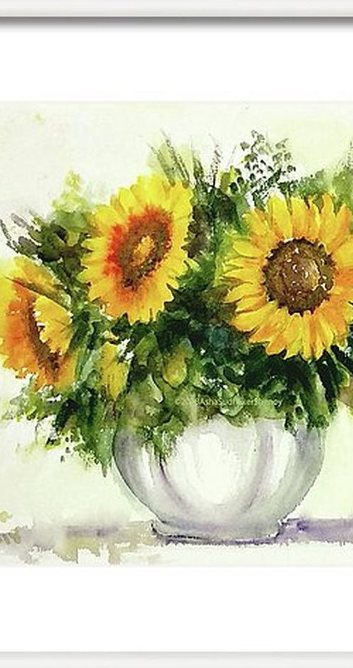 Vase of Sunflowers by Asha Shenoy