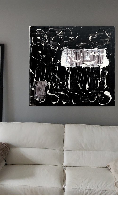 Black & White Abstract Acylic by Sylvie Dodin
