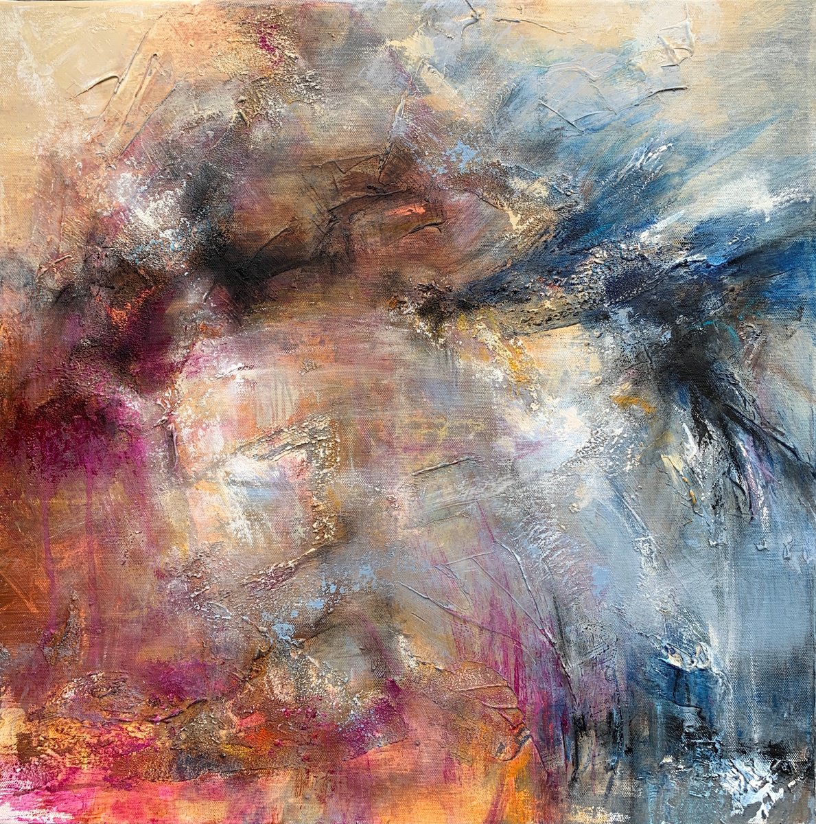 Organic Abstract Painting By Katja Wittmer, 21 X 21", Erde, Original Artwork