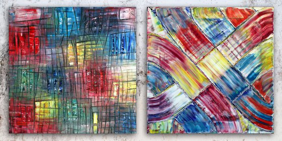 "Ebb And Flow" - Save As A Series - Original Extra Large PMS Abstract Diptych Oil Paintings On Canvas - 72" x 36"