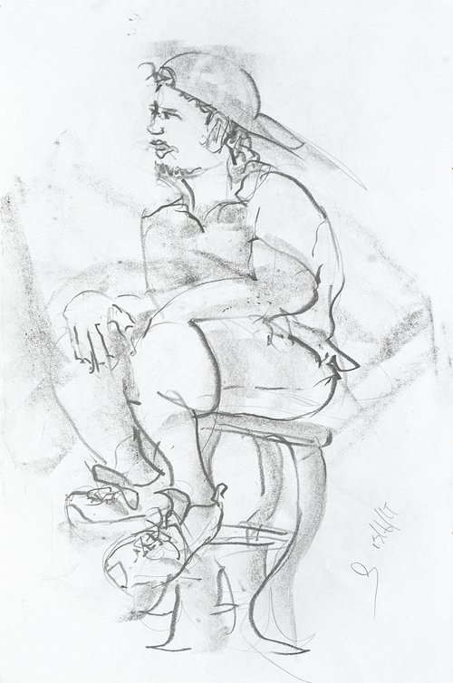Sitting on a stool , untitled by Gordon T.