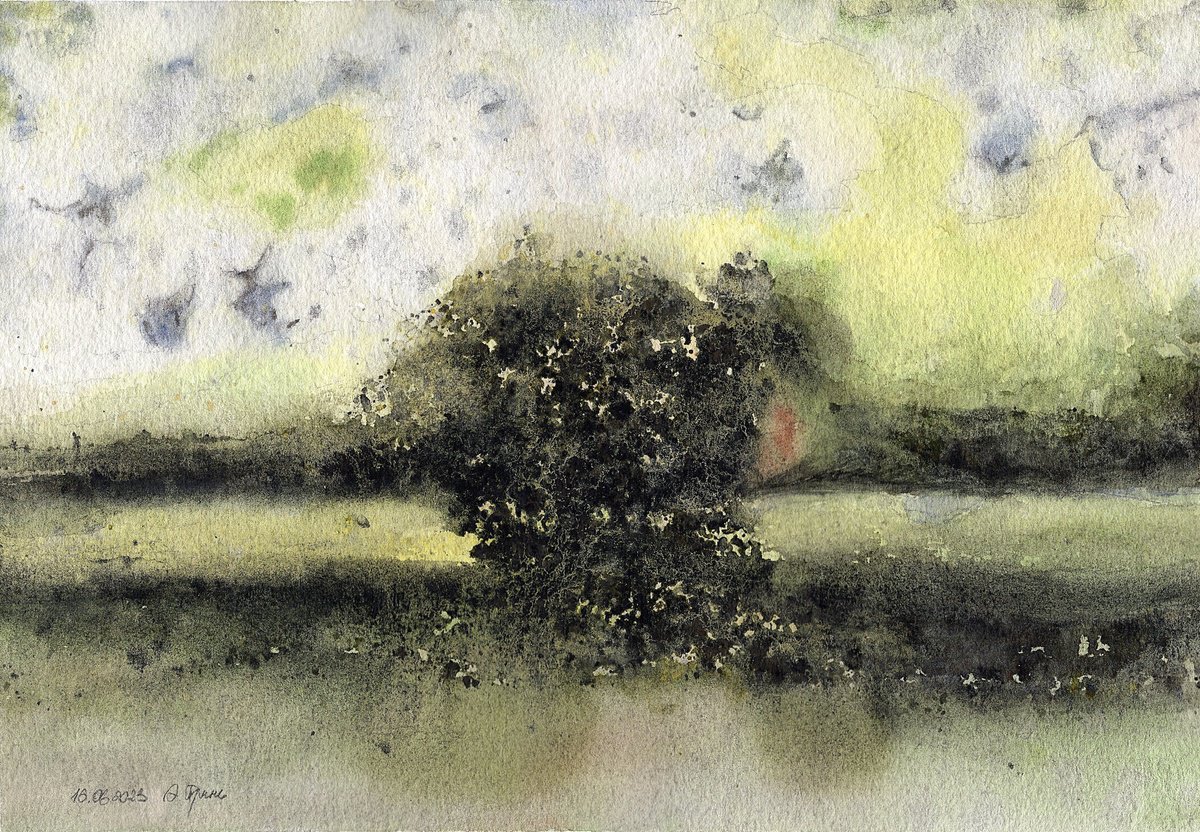 Abstract Botanical Watercolour By Alona Hryn, 10 X 7, Stories Within The Wall, Original Artwork