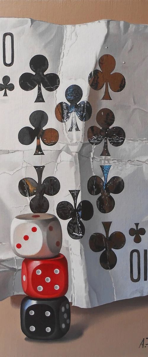 Card and Dice, Still Life by Alexander Titorenkov