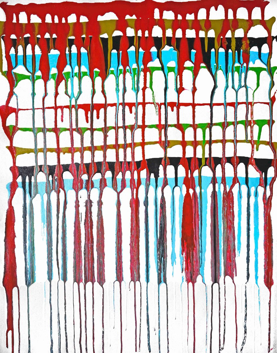 Abstract Acrylic Painting By Sumit Mehndiratta, 16 X 22", Hemp Canvas Composition No. 413, Original Artwork