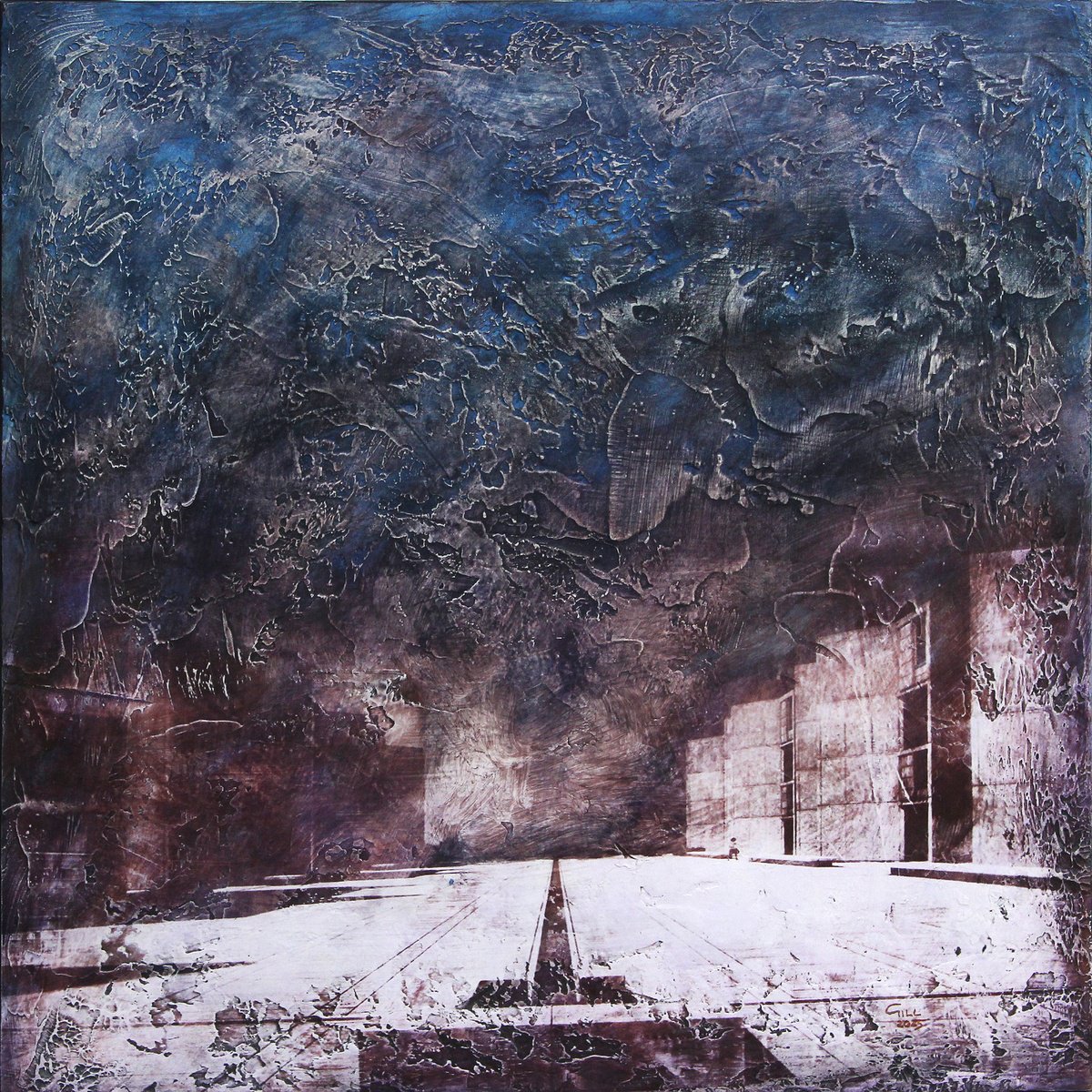 Urban And Pop Cityscapes Painting By Gill Gilberto Borghesi, 24 X 24, Louis Kahn - Salk Institute, Original Artwork