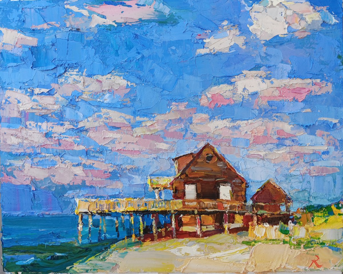 Impressionistic Landscape Oil Painting By Ruslan Khais, 20 X 16", The End Of A Day, Original Artwork