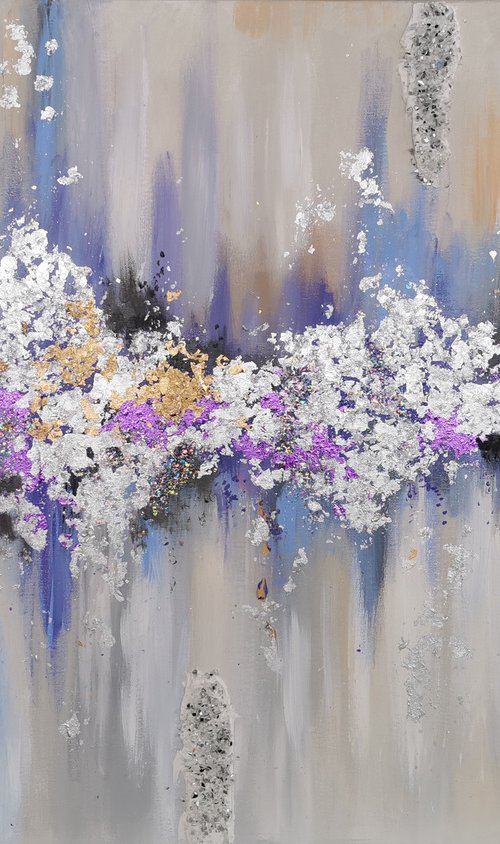 Abstract canvas wall art, Lavender and silver, Original Abstract painting by Annet Loginova