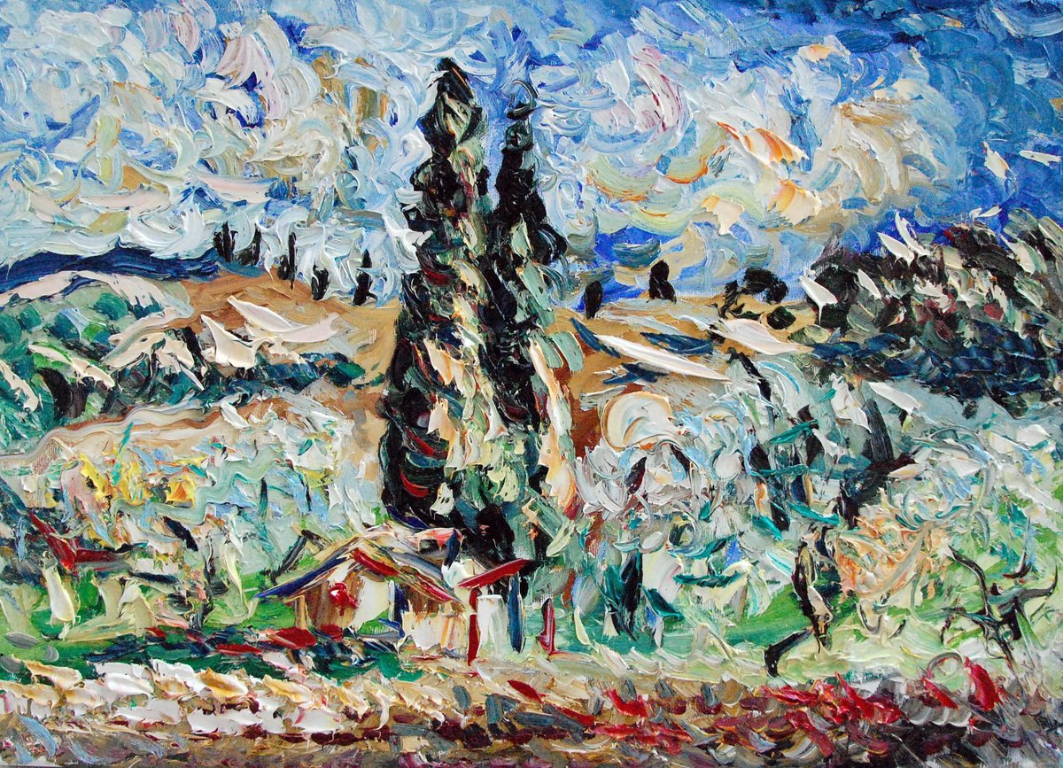 Due Cipressi 50X70Cm By Antonino Puliafico, 28 X 20, Artwork For Sale On Artfinder