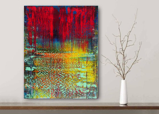 50x40 cm  Red Abstract Painting Original Oil Painting Canvas Art