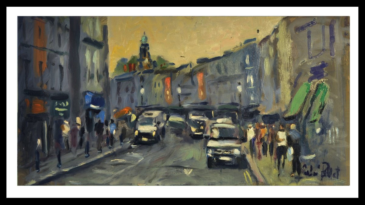 Impressionistic Cityscapes Oil Painting By Andre Pallat, 29 X 17, Top End Of Portobello Road, Original Artwork