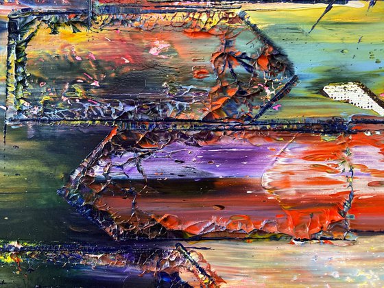 "Keep Your Distance" - FREE USA SHIPPING + Save As A Series - Original PMS Abstract Diptych Oil Paintings On Canvas - 32" x 20"