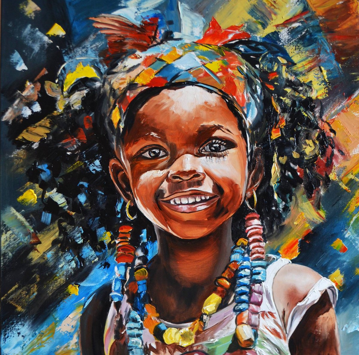 Portrait Oil Painting By Valeriia Radziievska, 20 X 20", Candy, Original Artwork