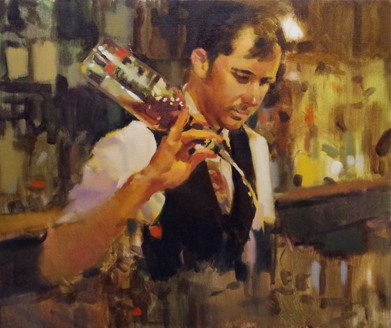 The Bartender Oil painting by Vygandas Doveika Artfinder