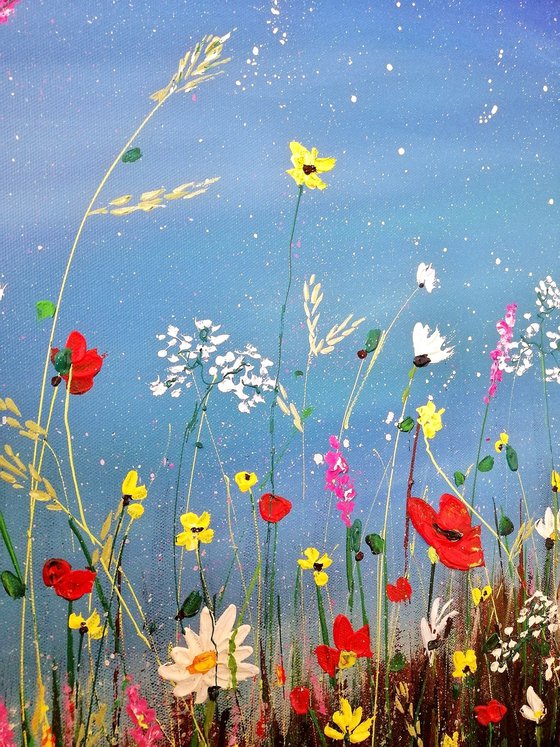 Meadow garden in starry blue night - Pooja Verma