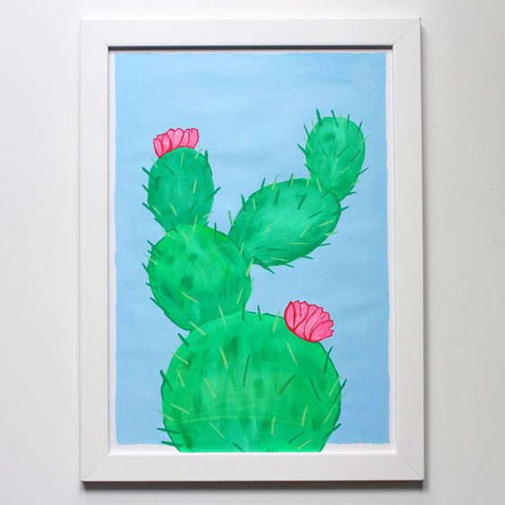 Cactus 1 Pop Art Painting On Unframed A3 Paper