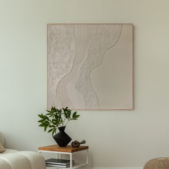 "Nulla" Gray high textured abstract art