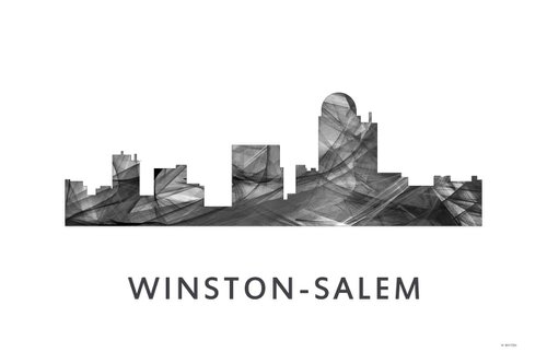 Winston Salem North Carolina Skyline WB BW by Marlene Watson
